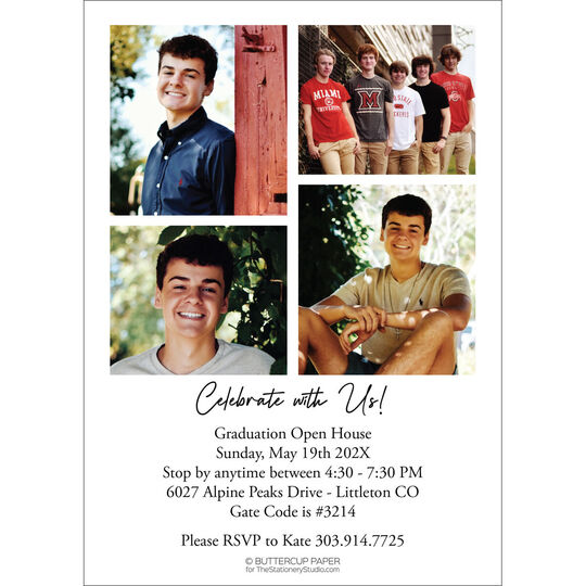 Script Graduate Multiple Photo Graduation Invitations